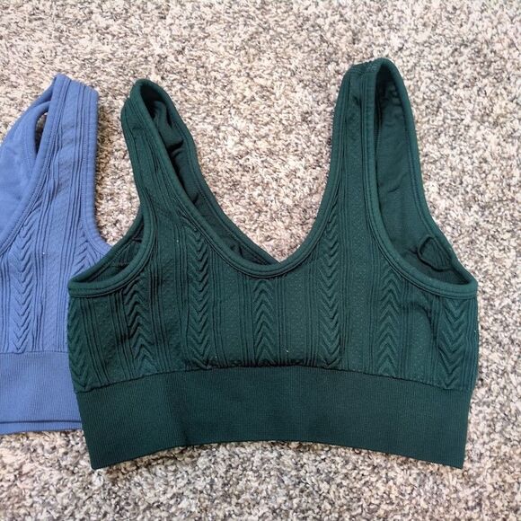 Lot of 2 Aerie Medium Seamless Cable Knit Padded Bralette *Missing 1 Pad* - Picture 4 of 7